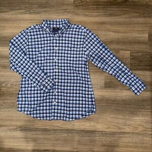 Vineyard Vines Tucker Shirt Blue Check Slim Fit Mens L Performance